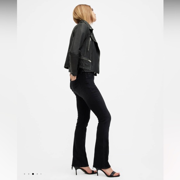 All Saints Cargo Distressed Leather Biker Jacket - Picture 6 of 16